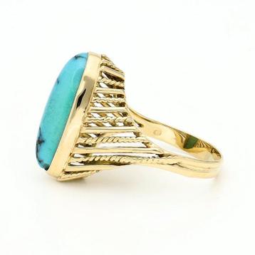 Bague - 18 carats Or jaune - 5.87ct. tw. Turquoise