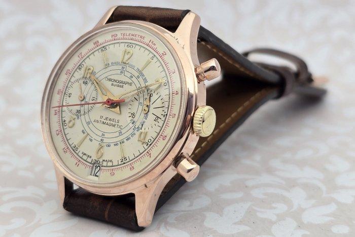 Chronographe Suisse - Cal. Landeron 187 - Calendar - Zonder, Handtassen en Accessoires, Horloges | Heren