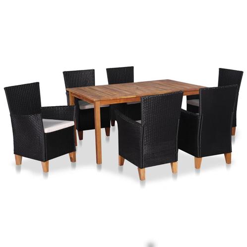 vidaXL 7-delige Tuinset poly rattan zwart en bruin, Tuin en Terras, Tuinsets en Loungesets, Tuinset, Nieuw, Verzenden