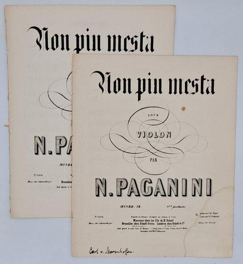 Niccolò Paganini - Non piu mesta pour Violon, Oeuvre 12 -, Antiquités & Art, Antiquités | Livres & Manuscrits