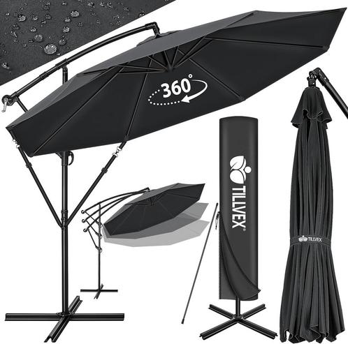 tillvex Aluminium parasol + afdekking Ø 300 cm met zwengel,, Tuin en Terras, Overige Tuin en Terras, Verzenden