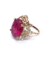 Zonder Minimumprijs - Ring - 9 kt. Roségoud, Zilver Robijn -, Nieuw