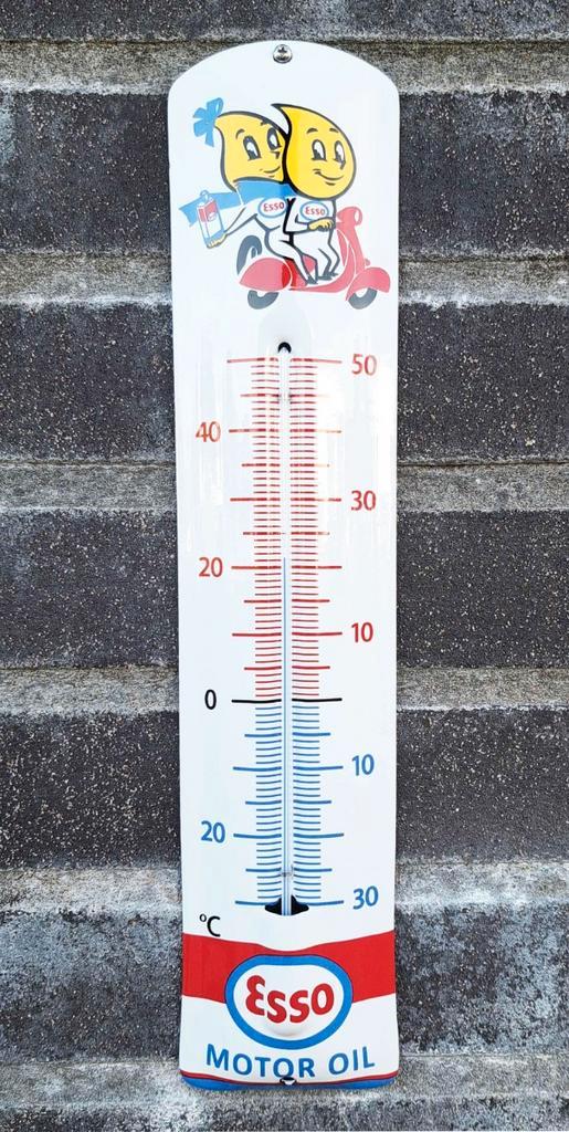 Emaille thermometer Esso motor oil, Verzamelen, Merken en Reclamevoorwerpen, Verzenden