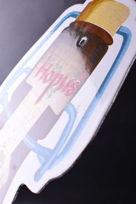 Lefebrve; HOPUS - Emaille bord - XL HOPUS fles; emaillen, Antiek en Kunst, Antiek | Wandborden en Tegels