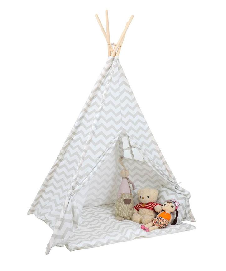 Grijze tipi speeltent met vloermat en kussens - 120x120x1..., Kinderen en Baby's, Speelgoed | Speeltenten, Nieuw, Ophalen of Verzenden