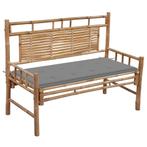 vidaXL Tuinbank met kussen 120 cm bamboe, Tuin en Terras, Verzenden, Nieuw