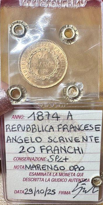 Frankrijk. 20 Francs 1874-A Génie, Postzegels en Munten, Munten | Europa | Euromunten
