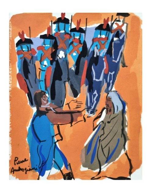 Pierre Ambrogiani (1907-1985) - Personnages et gendarmes, Antiek en Kunst, Kunst | Schilderijen | Klassiek