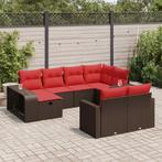 vidaXL 10-delige Loungeset met kussens poly rattan bruin, Verzenden, Nieuw, Loungeset