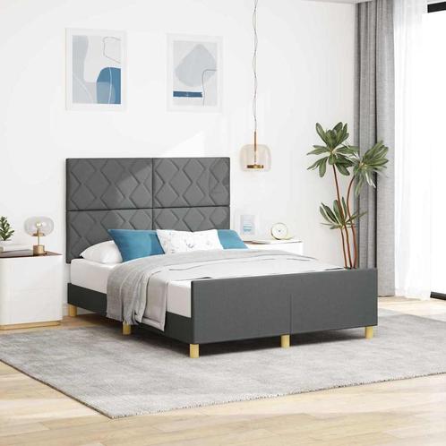 vidaXL Bedframe met hoofdeinde Donkergrijs 140 x 190 cm Stof, Huis en Inrichting, Slaapkamer | Bedden, Nieuw, Verzenden