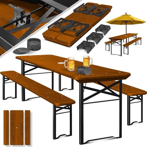 Biertafel / picknicktafel - tuintafel met banken - 170 x 46, Tuin en Terras, Tuinsets en Loungesets, Verzenden