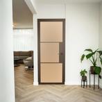 Stalen Binnendeur - 3 Vlaks - Brons - Mat glas - Met slot, Doe-het-zelf en Bouw, Deuren en Vliegenramen, Minder dan 80 cm, Binnendeur