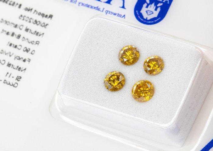 Zonder Minimumprijs - 4 pcs Diamant (Natuurlijk gekleurd) -, Handtassen en Accessoires, Edelstenen
