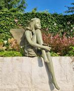 Sculpture, Garden fairy with butterfly - 62 cm - Bronze