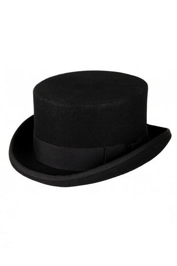 Luxe Hoge Hoed Zwart Laag Model 63 100% Wol Heren Man Tophat beschikbaar voor biedingen