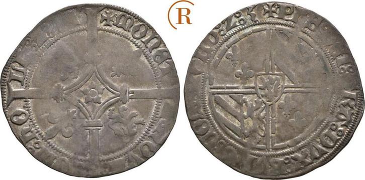 Doppelgroschen o J Belgie Flandern: Philipp der Gute, 141..., Postzegels en Munten, Munten | Europa | Niet-Euromunten, België