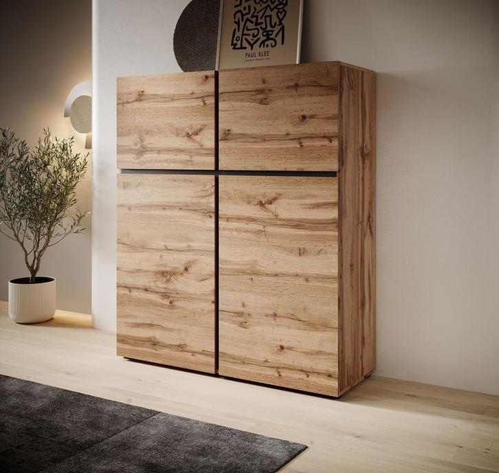 Meubella Dressoir Cainan eiken zwart 119cm, Huis en Inrichting, Kasten | Dressoirs, 25 tot 50 cm, Nieuw, 100 tot 150 cm, Verzenden