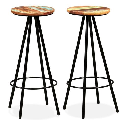 vidaXL Tabourets de bar lot de 2 bois massif de, Maison & Meubles, Tabourets de bar, Neuf, Envoi