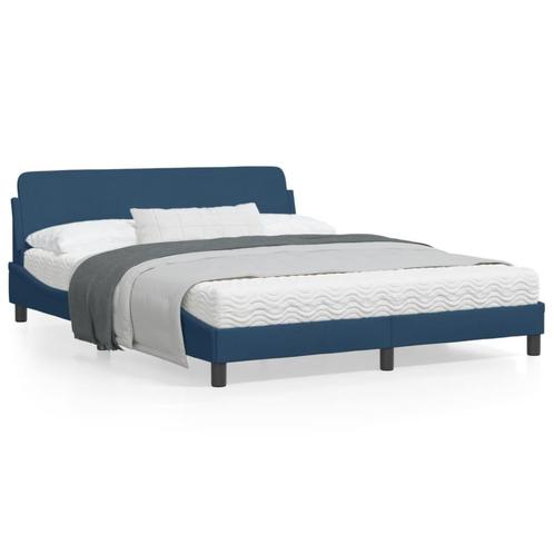vidaXL Cadre de lit avec tête de lit Bleu 160x200 cm, Huis en Inrichting, Slaapkamer | Bedden, Verzenden