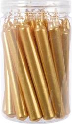 Kaarsen dinner wax kort dun metallic goud 10,5 cm ø1,3 koker, Nieuw