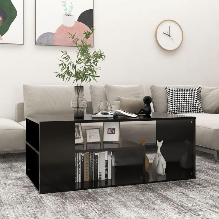 vidaXL Salontafel 100x50x40 cm bewerkt hout zwart, Huis en Inrichting, Tafels | Salontafels, Nieuw, Verzenden
