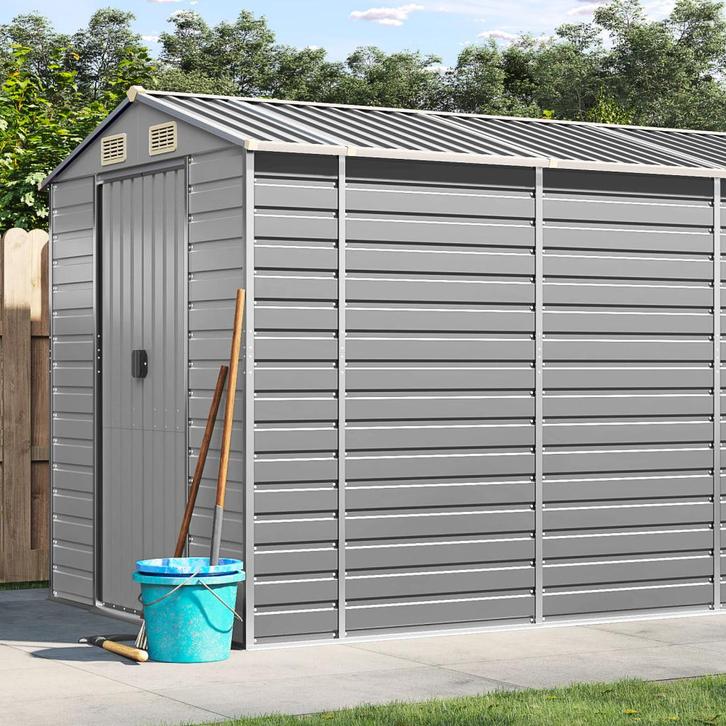 vidaXL Tuinhuis Lichtgrijs 191x980x198 cm Gegalvaniseerd, Tuin en Terras, Tuinhuizen, Nieuw, Verzenden