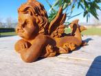 Beeld, dreaming angel lying on elbow - 12 cm - Gietijzer