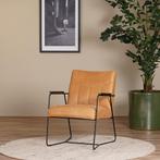 Cognac leren industriële fauteuil - Vintage Leer Cognac, Huis en Inrichting, Nieuw, Ophalen of Verzenden, Modern, 50 tot 75 cm