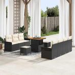 vidaXL Tuinbank Set in hoogte verstelbaar 10 pcs Zwart poly, Tuin en Terras, Verzenden, Nieuw