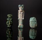Oud-Egyptisch Anubis, Bes en scarabee-amulet - 4 cm, Collections
