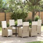 vidaXL Tuin Eettafel Set 7 pcs Beige poly rattan, Tuin en Terras, Verzenden, Nieuw
