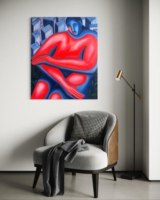 Sad monsters club / Jade Mouge - Un feu sans bruit XL, Antiek en Kunst, Kunst | Schilderijen | Modern