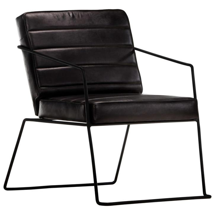 vidaXL Fauteuil echt leer zwart, Huis en Inrichting, Fauteuils, Nieuw, Verzenden