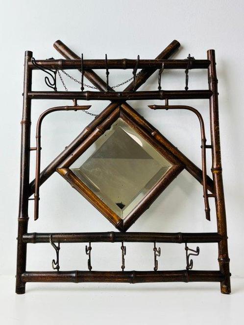 Kapstok - Bamboe, Glas, Smeedijzer - Franse Koloniaal, Antiek en Kunst, Curiosa en Brocante