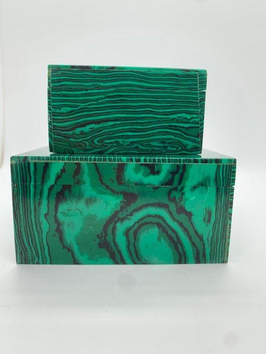 Boîtes à bijoux en malachite naturelle de 770 g (2 pièces) –, Huis en Inrichting, Overige Huis en Inrichting