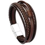 Fako Bijoux� - Armband Heren - Bruin 5 Snoeren - Mannen -