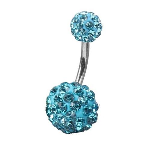 Fako Bijoux® - Navelpiercing - Disco Dots Duo - 8mm - Aqua, Handtassen en Accessoires, Piercings, Verzenden