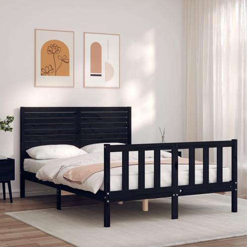 vidaXL Cadre de lit avec tête de lit noir petit double, Huis en Inrichting, Slaapkamer | Bedden, Verzenden