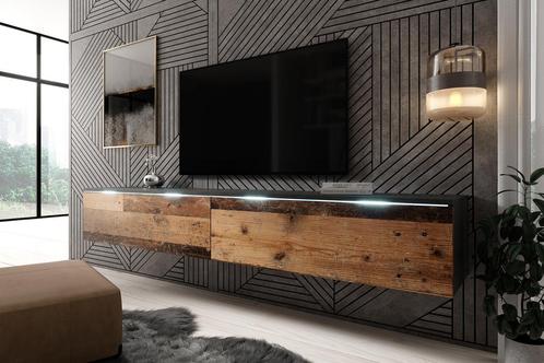 TV-Meubel Dixon Old wood antraciet 180 cm tv kast Led, Maison & Meubles, Armoires | Mobilier de télévision, Envoi