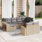 vidaXL 10-delige Loungeset met kussens poly rattan beige, Verzenden, Nieuw, Loungeset