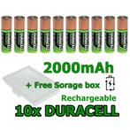 10x DURACELL R6 / AA Ni-MH 2000mAh oplaadbare batterijen, Nieuw, Verzenden