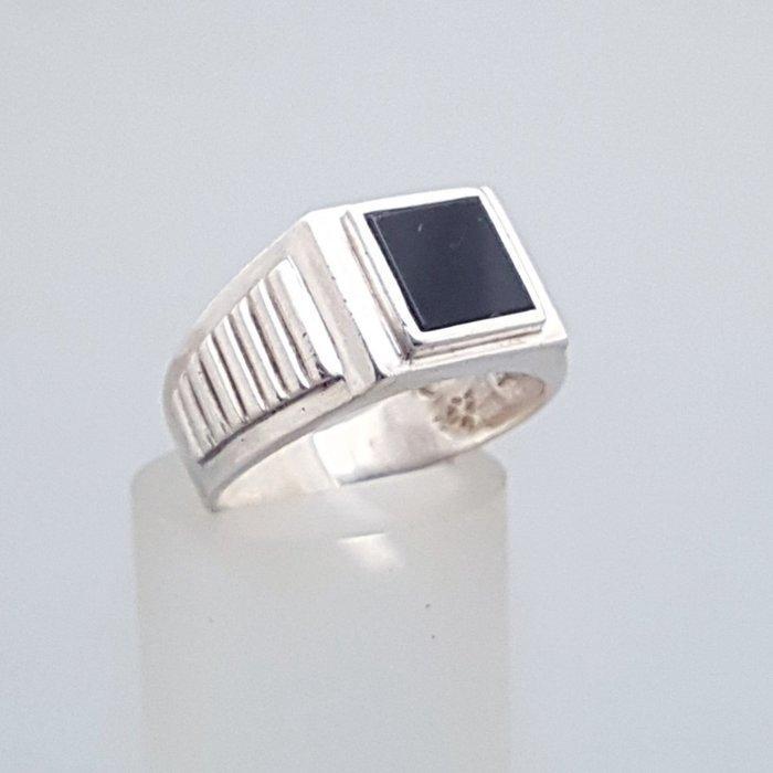 Zilver, Art Deco, Onyx - Ring, Antiek en Kunst, Kunst | Designobjecten