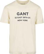 Gant T-shirt Graphic Logo Ecru maat Maat 52/54 (L) Heren, Kleding | Heren, T-shirts, Verzenden, Nieuw, Maat 52/54 (L), GANT
