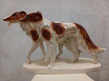 Sitzendorf - Figurine - Two greyhound - borzoi; 31 cm -