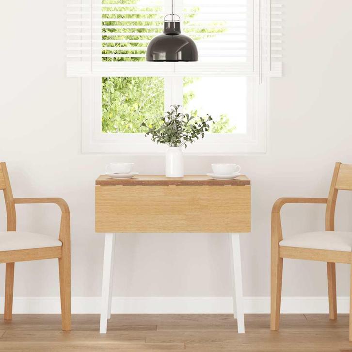 vidaXL Eettafel massief hout wit rubber, Huis en Inrichting, Tafels | Eettafels, Nieuw, Verzenden