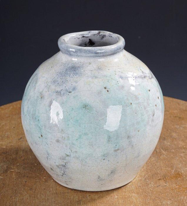 Chris Lanooy - Vaas - Nederland, Bolvormige unica vaas met, Antiquités & Art, Antiquités | Verre & Cristal