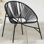 vidaXL Tuinei stoel poly rattan zwart, Tuin en Terras, Tuinstoelen, Verzenden, Nieuw