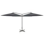 Antraciet Dubbele Parasol | Tweede Kansje | OP=OP!, Tuin en Terras, Parasols, Verzenden, Nieuw, 2 tot 3 meter, Stokparasol