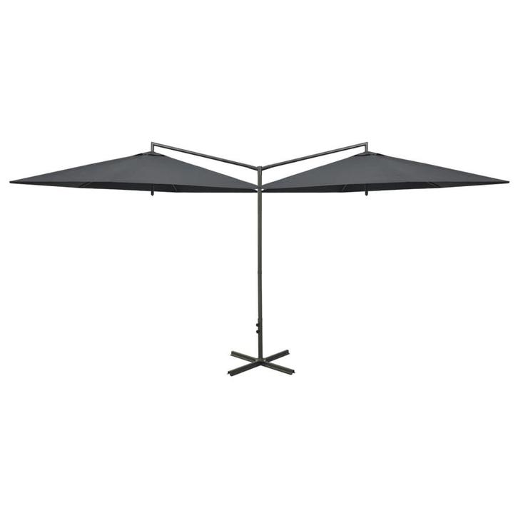 Antraciet Dubbele Parasol | Tweede Kansje | OP=OP!, Tuin en Terras, Parasols, 2 tot 3 meter, Nieuw, Stokparasol, Verzenden