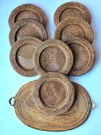 Flamant - Assiette (9) - Met dienblad - Rotin, Bambou -